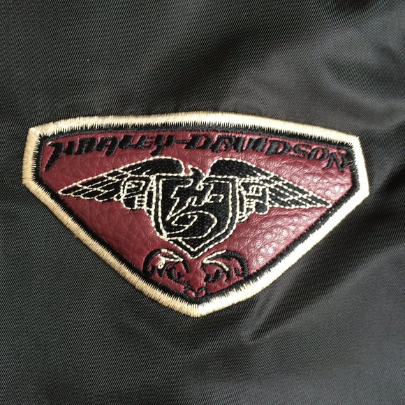 Harley-Davidson Womens Reversible Hooded Jacket Large Black Nylon Full Zip 2006 - Picture 10 of 16